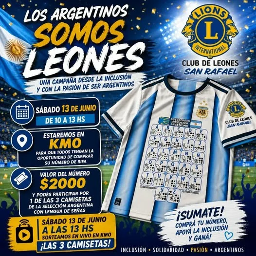 Campaña solidaria en San Rafael promueve inclusión y recauda fondos con camisetas de la Selección