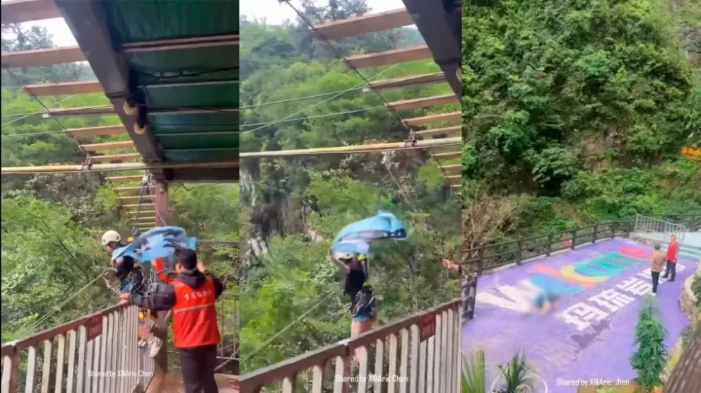 Fallece turista en parque de aventuras en China tras fallar sujeción de atracción extrema
