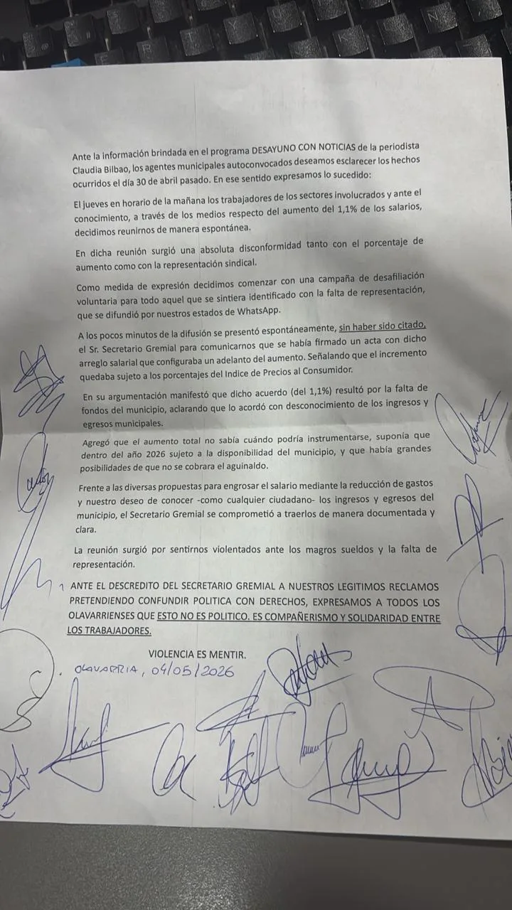Trabajadores municipales expresan rechazo al aumento salarial del 1,1% y cuestionan a los sindicatos